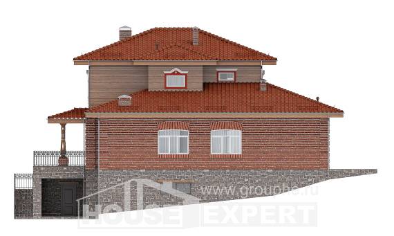 380-002-Л Проект трехэтажного дома, гараж, классический дом из кирпича Стрежевой, House Expert