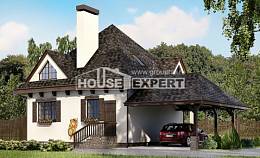 110-002-Л Проект двухэтажного дома с мансардой и гаражом, бюджетный домик из бризолита Томск, House Expert