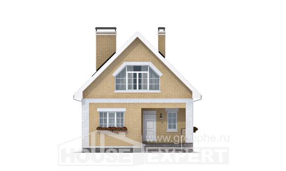 130-004-П Проект двухэтажного дома с мансардой, простой загородный дом из бризолита Томск, House Expert