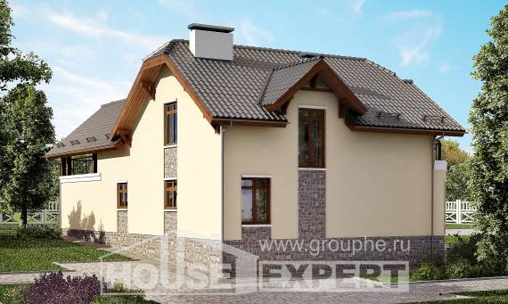 255-003-П Проект двухэтажного дома с мансардным этажом и гаражом, уютный дом из пеноблока, Колпашево