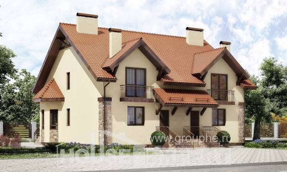 240-001-П Проект двухэтажного дома с мансардой, современный загородный дом из теплоблока Северск, House Expert