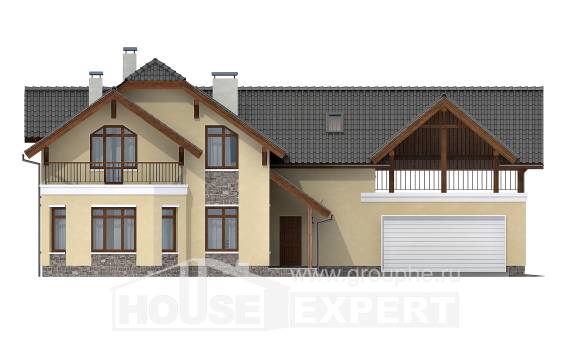 255-003-П Проект трехэтажного дома мансардный этаж и гаражом, современный домик из бризолита Томск, House Expert