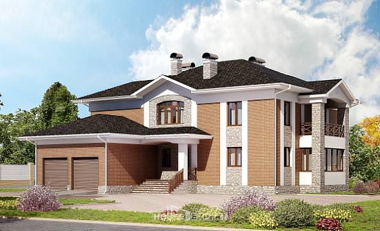 520-002-Л Проект трехэтажного дома и гаражом, уютный домик из блока Стрежевой | Проекты домов от House Expert