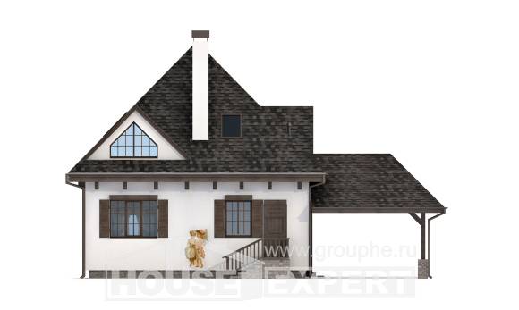 110-002-Л Проект двухэтажного дома мансардный этаж, гараж, скромный домик из керамзитобетонных блоков Томск, House Expert