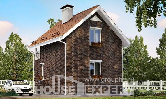 045-001-Л Проект двухэтажного дома мансардный этаж, махонький домик из арболита Северск, House Expert