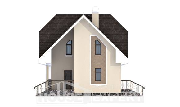 125-001-Л Проект двухэтажного дома с мансардным этажом, экономичный коттедж из бризолита Стрежевой, House Expert