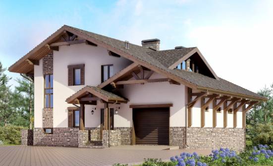 305-002-Л Проект трехэтажного дома мансардой и гаражом, классический дом из кирпича, Колпашево