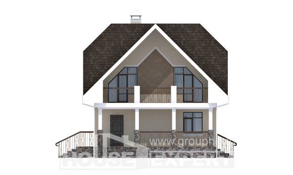 125-001-Л Проект двухэтажного дома мансардой, красивый коттедж из газобетона Колпашево, House Expert