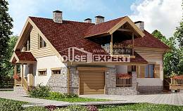 165-002-П Проект двухэтажного дома с мансардным этажом и гаражом, уютный домик из газобетона Асино, House Expert