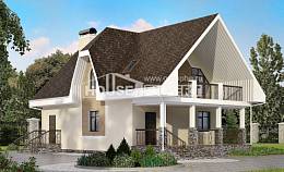125-001-Л Проект двухэтажного дома с мансардным этажом, простой загородный дом из арболита Северск, House Expert