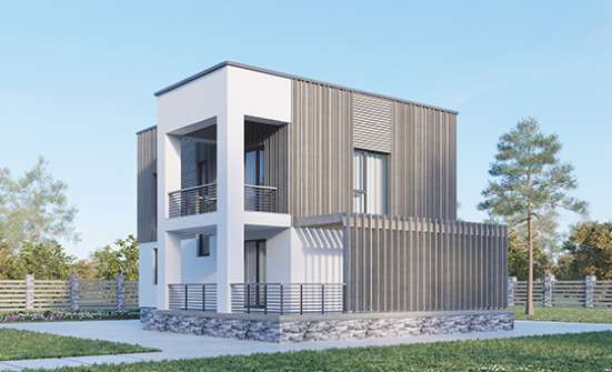 150-017-П Проект двухэтажного дома, компактный загородный дом из твинблока, Томск