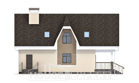 125-001-Л Проект двухэтажного дома с мансардой, доступный загородный дом из керамзитобетонных блоков Колпашево, House Expert