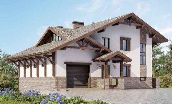 305-002-П Проект трехэтажного дома с мансардой, гараж, классический загородный дом из кирпича, Колпашево