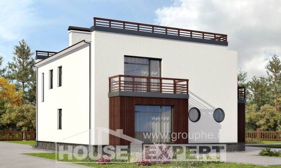 215-002-П Проект двухэтажного дома, средний коттедж из пеноблока Стрежевой, House Expert