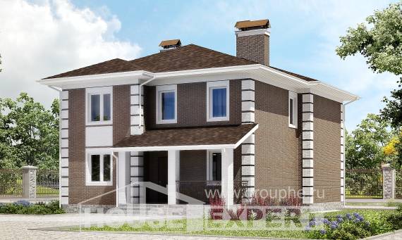 185-002-П Проект двухэтажного дома, бюджетный коттедж из поризованных блоков Стрежевой, House Expert