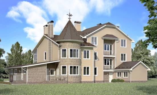 555-001-Л Проект трехэтажного дома с мансардой и гаражом, уютный загородный дом из бризолита, Северск