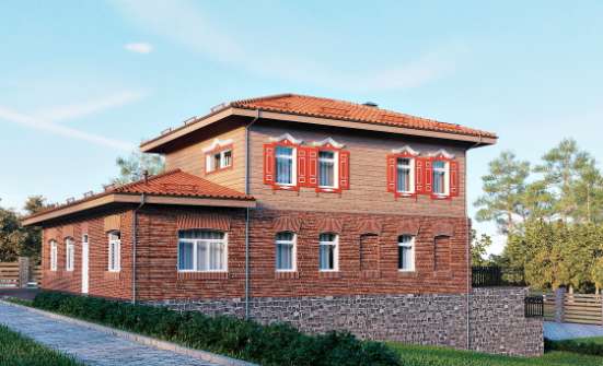 380-002-Л Проект трехэтажного дома, гараж, классический коттедж из кирпича, Томск