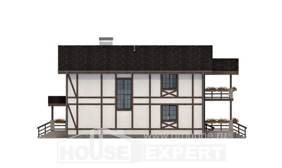 250-002-Л Проект двухэтажного дома мансардный этаж, гараж, просторный домик из кирпича Томск, House Expert
