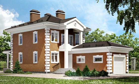 150-006-П Проект двухэтажного дома и гаражом, недорогой домик из бризолита, Стрежевой