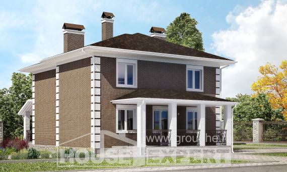 185-002-П Проект двухэтажного дома, бюджетный домик из поризованных блоков, Томск