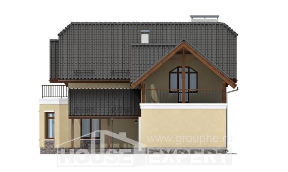 255-003-П Проект трехэтажного дома с мансардой, гараж, просторный загородный дом из теплоблока Колпашево, House Expert