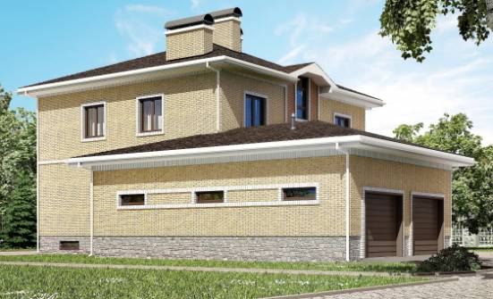 350-002-Л Проект трехэтажного дома и гаражом, классический домик из кирпича, Северск
