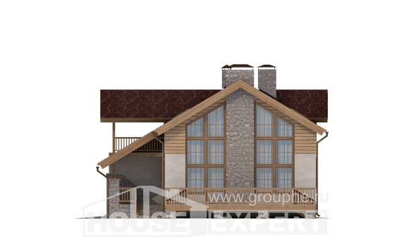 165-002-П Проект двухэтажного дома мансардой, гараж, бюджетный домик из поризованных блоков Северск, House Expert