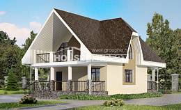 125-001-Л Проект двухэтажного дома с мансардой, скромный загородный дом из поризованных блоков Стрежевой, House Expert