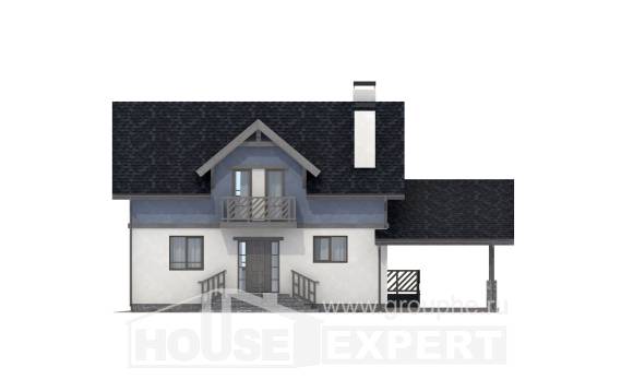 150-011-П Проект двухэтажного дома мансардный этаж и гаражом, доступный домик из пеноблока Томск, House Expert