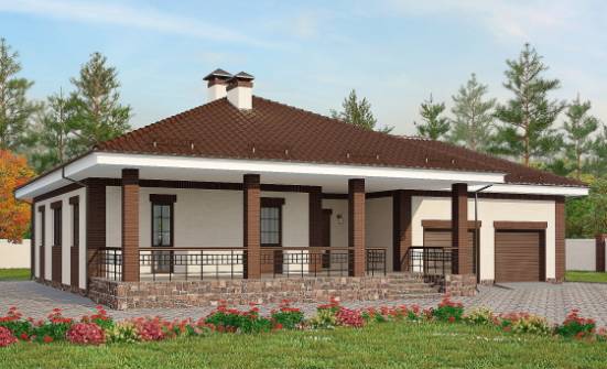 160-015-П Проект одноэтажного дома, гараж, недорогой домик из керамзитобетонных блоков, Асино