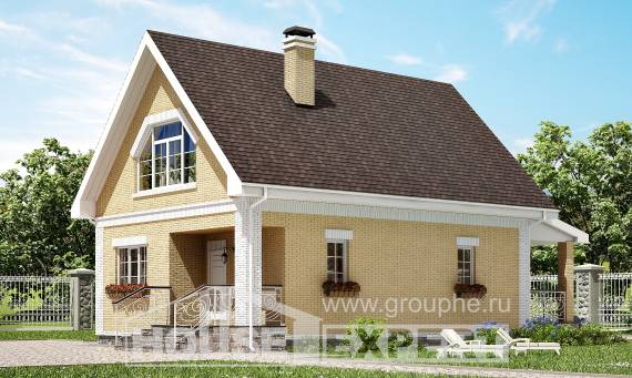 130-004-П Проект двухэтажного дома с мансардой, небольшой домик из керамзитобетонных блоков Северск, House Expert