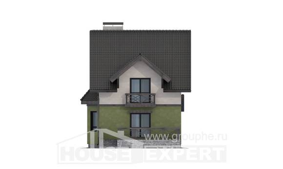 120-003-П Проект двухэтажного дома мансардой, скромный дом из пеноблока Северск, House Expert