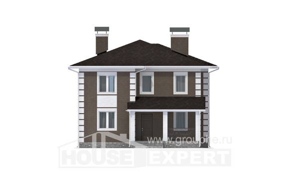 185-002-П Проект двухэтажного дома, доступный коттедж из теплоблока, Северск