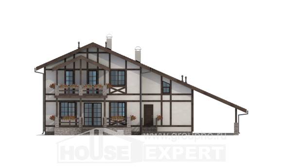 250-002-Л Проект двухэтажного дома с мансардой, гараж, средний домик из кирпича Северск, House Expert