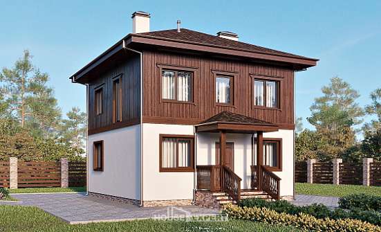100-006-Л Проект двухэтажного дома, недорогой коттедж из пеноблока, Томск