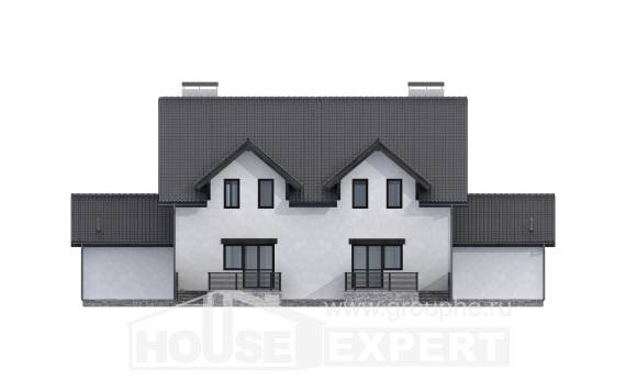 290-003-П Проект двухэтажного дома с мансардой, огромный домик из газобетона Стрежевой, House Expert