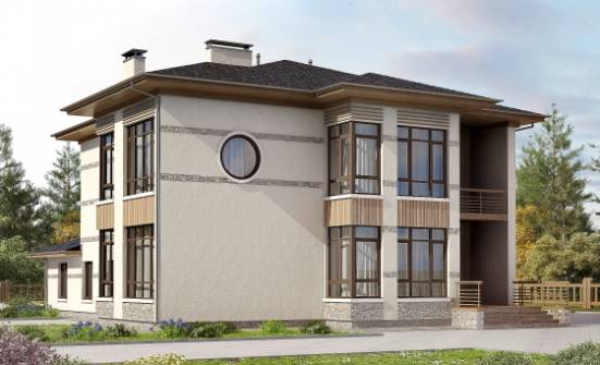 345-001-П Проект двухэтажного дома, большой загородный дом из твинблока Томск | Проекты домов от House Expert