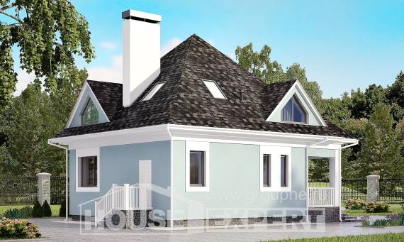 110-001-Л Проект двухэтажного дома с мансардным этажом, небольшой домик из арболита Колпашево, House Expert