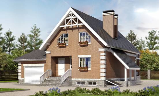 200-009-Л Проект трехэтажного дома с мансардой и гаражом, уютный домик из газосиликатных блоков, Колпашево