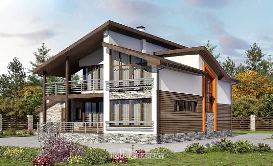 240-004-П Проект двухэтажного дома мансардный этаж, гараж, красивый домик из пеноблока Колпашево | Проекты домов от House Expert