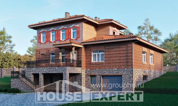 380-002-Л Проект трехэтажного дома, гараж, уютный дом из кирпича Колпашево, House Expert