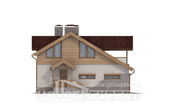 165-002-П Проект двухэтажного дома мансардой, гараж, небольшой домик из твинблока Северск, House Expert