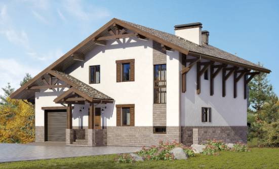 305-002-П Проект трехэтажного дома с мансардой, гараж, классический загородный дом из кирпича, Колпашево
