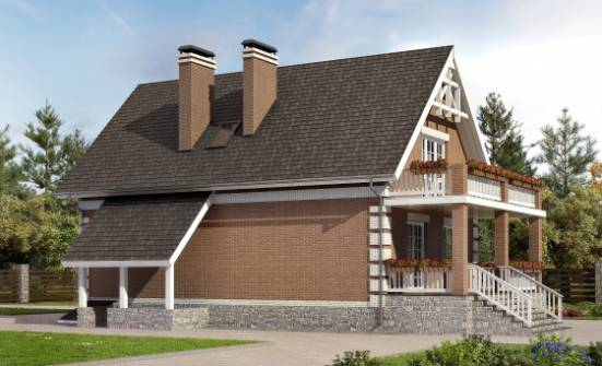 200-009-Л Проект трехэтажного дома с мансардой и гаражом, уютный домик из газосиликатных блоков, Колпашево