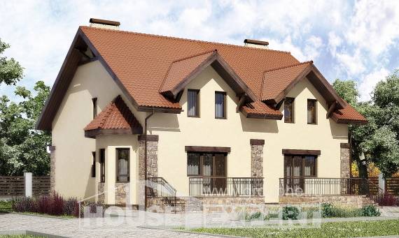 240-001-П Проект двухэтажного дома с мансардой, просторный загородный дом из твинблока Колпашево, House Expert