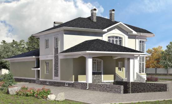 620-001-Л Проект трехэтажного дома и гаражом, современный дом из поризованных блоков Томск | Проекты домов от House Expert