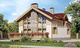 165-002-П Проект двухэтажного дома с мансардой, гараж, уютный загородный дом из теплоблока Стрежевой, House Expert